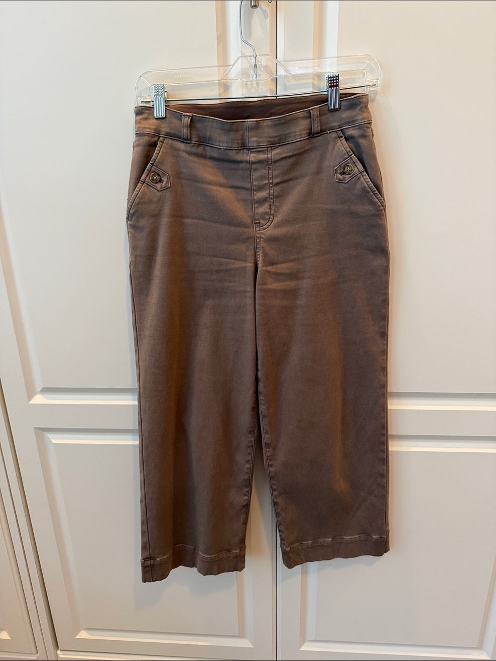 Spanx Women's Brown Crop Straight Twill Jeans